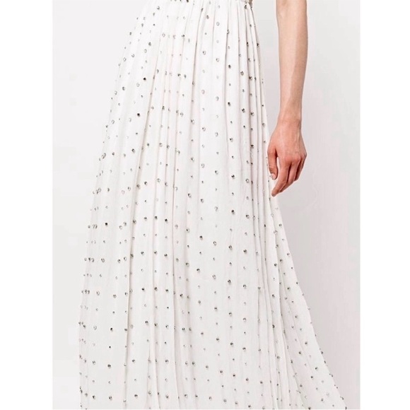 NWT RETROFETE Silk Crystal Embellished Open Back Sleeveless Plunge V-Neck Gown S - Picture 4 of 10